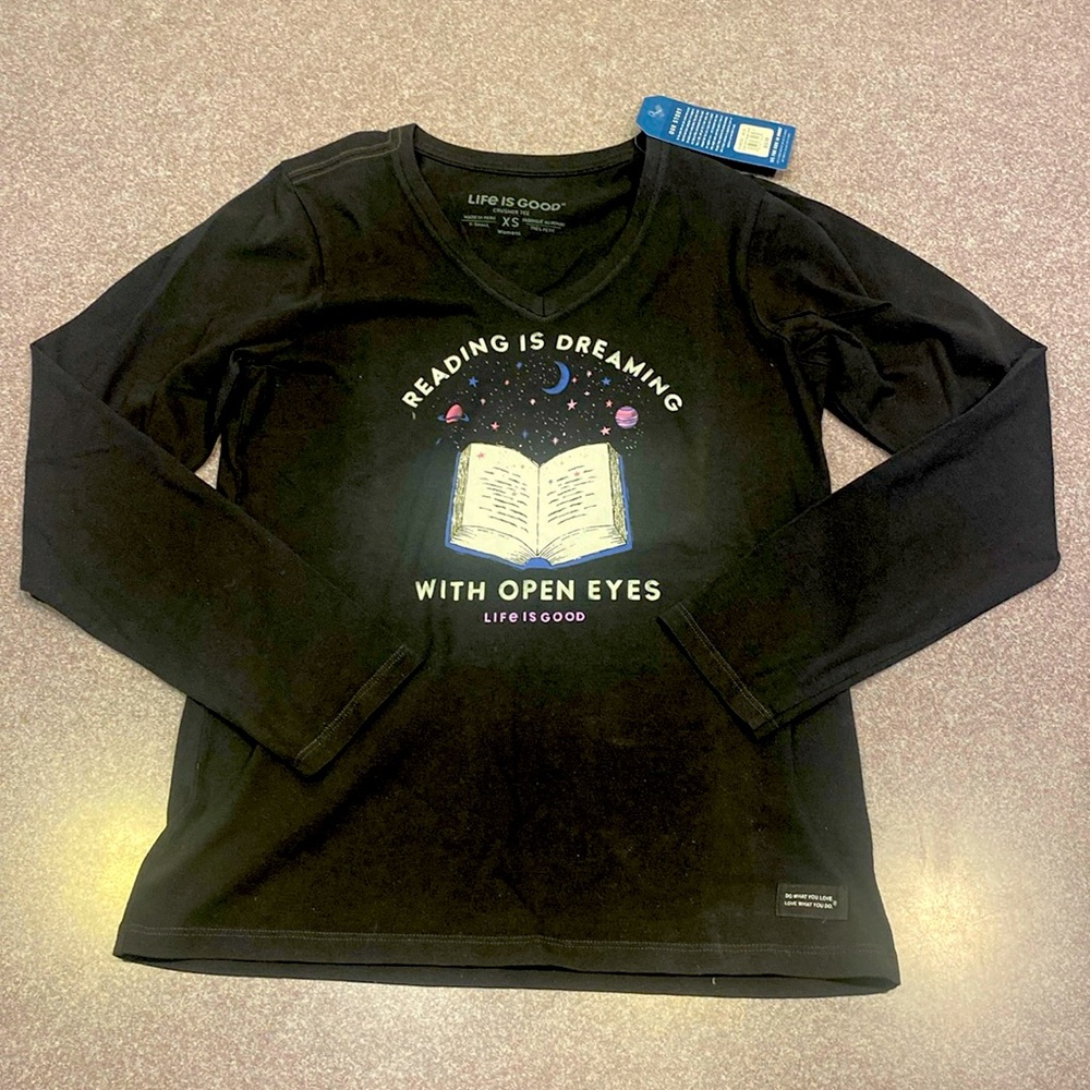 Life is Good NWT V-neck Long Sleeved Crusher Tee